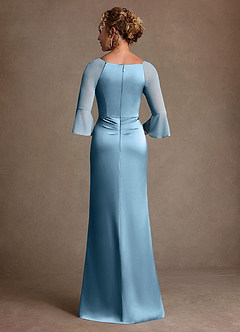 Azazie Nampa 신부의 어머니 드레스 쉬스 주름진 망사 플로어 길이 드레스 image3