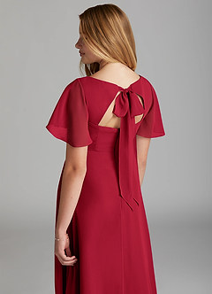Azazie Kimber Junior Scarlet A-Line Pleated Chiffon Dress image4