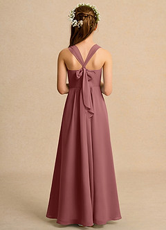 Azazie Tater Junior Formal Jurken voor bloemenmeisjes A-Lijn Jurk van Chiffon Geplooid Amethist image2