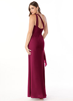 Azazie Maive Bridesmaid Dresses Burgundy Sheath Pleated Ruffle Chiffon Dress image3