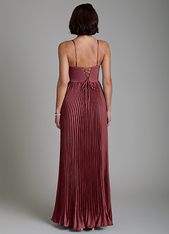 Azazie Micah Bridesmaid Dresses Merlot A-Line Corset Stretch Satin Convertible Dress image4