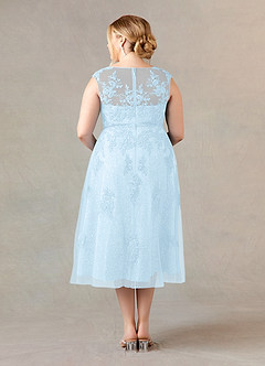 Azazie Flynn Mother of the Bride Dresses Sky Blue A-Line Boatneck Lace Tulle Dress image7