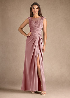 Azazie Santa Barbara Final Sale Agave Sheath Pleated Stretch Satin Dress image1