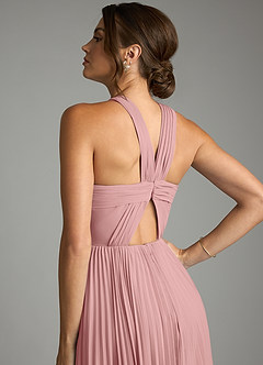 Azazie Afra Abiti da Damigella Abito A-Line in Chiffon Plissettato Rosa Polverosa image6