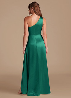 Azazie Brooke Brautjungfernkleider A-Linie One-Shoulder Metallischer Satin Kleid Smaragd image7