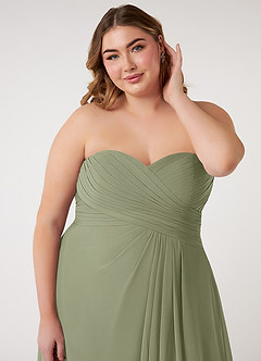 Azazie Arabella Allure Vestidos de damas de honor Vestido de Pistacho de Gasa de Corte en A Convertible con Escote de Corazón image18