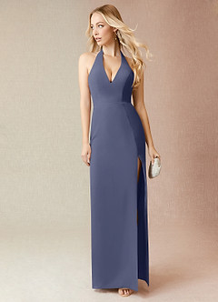 Azazie Yessi Bridesmaid Dresses Stormy Sheath Pleated Chiffon Dress image1
