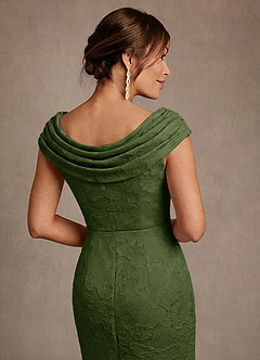 Azazie Irvine Mère de la mariée Robes Robe Trapèze en Blumen-Burnout Plissée Olive image5