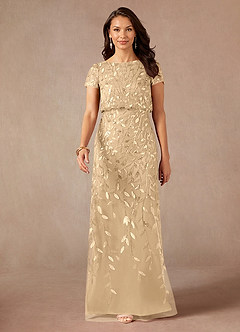 Azazie Lehi Mother of the Bride Dresses Champagne A-Line Sequins Dress image4