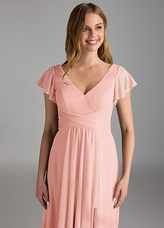 Azazie Omari Bridesmaid Dresses Rosette A-Line Mesh Dress image3