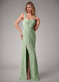Azazie Luci Robes de demoiselle d'honneur Robe Sirène Convertible en Blumen-Burnout Plissée Vert Sauge image6