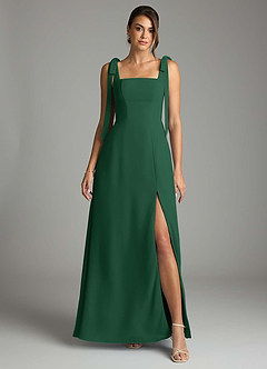 Azazie Debra Bridesmaid Dresses Dark Green A-Line with Pockets Chiffon Convertible Dress image7