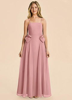Azazie Nyah Junior Dusty Rose A-Line Pleated Chiffon Dress image6