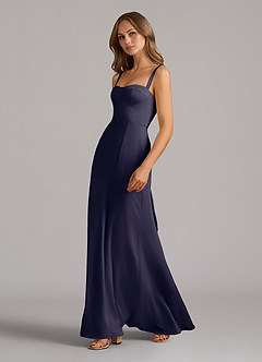 Azazie Amaris Bridesmaid Dresses Stormy A-Line Corset Stretch Satin Dress image4