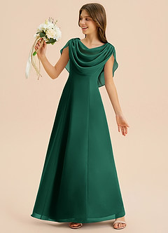 Azazie Lambie Junior Emerald A-Line Pleated Chiffon Dress image2