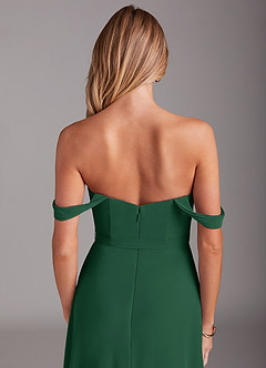 Azazie Aaron Final Sale Dark Green A-Line Off the Shoulder Chiffon Convertible Dress image8