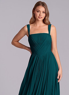 Azazie Mina Bridesmaid Dresses Pine A-Line Pleated Chiffon Dress image2