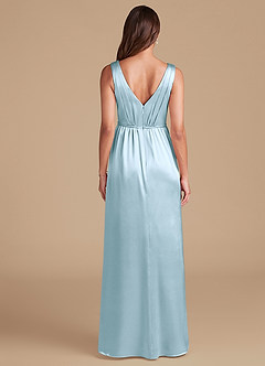 Azazie Tanicia Robes de demoiselle d'honneur Robe Trapèze en Satiné métallisé Plissée Bleu Ciel image6