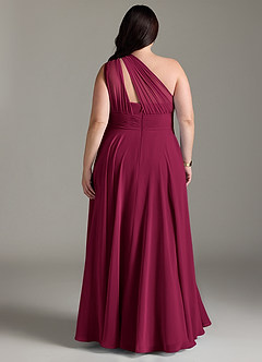 Azazie Charlize Brautjungfernkleider A-Linie One-Shoulder Chiffon Kleid Burgunderrot image8