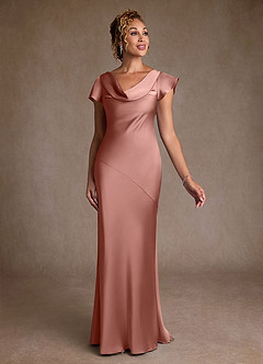 Azazie Shelby Final Sale Rosette Mermaid Pleated Stretch Satin Dress image3
