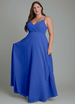 Azazie Amani Abiti da Damigella Abito A-Line in Chiffon Plissettato Blu Reale image7