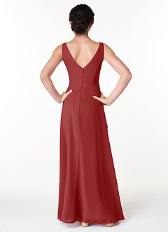 Azazie Kori Junior Rust A-Line Ruched Chiffon Dress image2