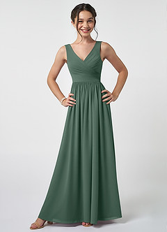 Azazie Keyla Junior A-Linie Plissee Chiffon Kleid Seemoos image1