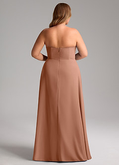 Azazie Wren Robes de demoiselle d'honneur Robe Trapèze Convertible en Mousseline de soie Fente Latérale Bronze image15