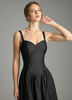 Azazie Evadina Suknie dla druhen Linia A Gorset Satyna elastyczna Do ziemi Sukienka image5