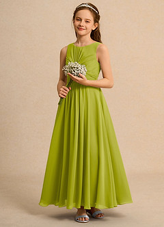 Azazie Ducky Girls Formal Flower Girl Dresses Lemongrass A-Line Pleated Chiffon Dress image6