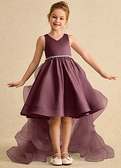 Azazie Julietta Flower Girl Dresses Sangria Ball-Gown Convertible Tulle Dress image2