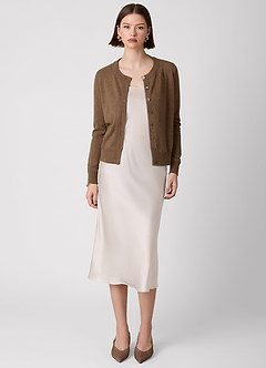 front 100% Cashmere Cropped Cardigan