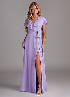 Azazie Lainey Bridesmaid Dresses Lilac A-Line with Pockets Chiffon Dress image3