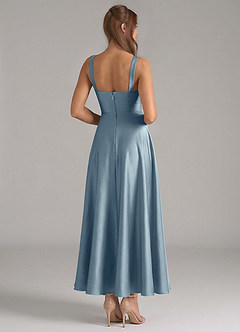 Azazie Shaude Bridesmaid Dresses Dusty Blue A-Line Pleated Stretch Satin Dress image6