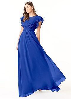 Azazie Daphne vestidos de dama de honor modestos Vestido de Corte En A Volantes Hasta el suelo Gasa image3