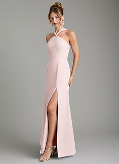 Azazie Rue Bridesmaid Dresses Blushing Pink A-Line Halter Chiffon Dress image5
