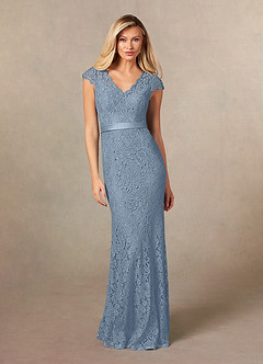 Azazie Janet Abiti per la Madre della Sposa Abito Sirena in Pizzo Blu Polveroso image1