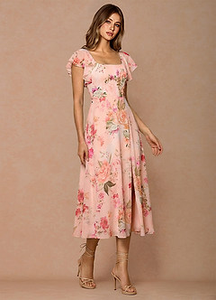 Talia Abstract Bouquet Floral Midi Dress image1