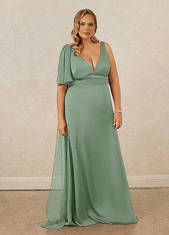 Christian Siriano Bridal for Azazie 1011 Brautjungfernkleider Meerjungfrau-Linie Schleifen Stretch-Satin Kleid Matcha image11