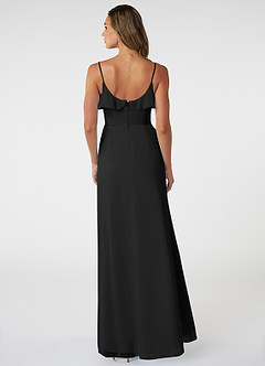 Azazie Natalia Bridesmaid Dresses Black A-Line Chiffon Dress image2