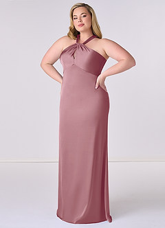 Barbie ♥ Azazie Bridesmaid Dresses Vintage Mauve Sheath Stretch Satin Dress image9