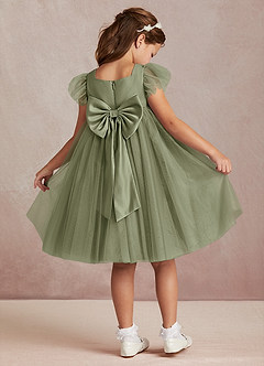 Azazie Kalio Flower Girl Dresses Pistachio A-Line with Sleeves Tulle Dress image1
