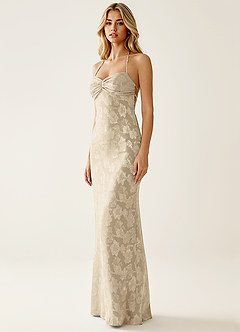 Angena Creme Jacquard-Sonnenkleid mit offenem Rücken image3