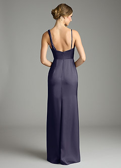 Azazie Samara Abiti da Damigella Abito Sirena in Raso Elasticizzato Plissettato Stormy image2