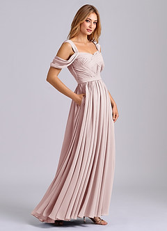 Azazie Koa Brudtärnklänningar Klä av A-Linje i Chiffong Av axeln Rodnande Rosa image6