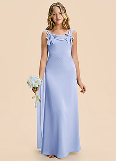 Azazie Chelsea Junior Ice Sheath Pleated Stretch Satin Dress image4