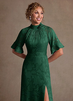 Azazie Hypatia 신부의 어머니 드레스 쉬스 주름진 플로럴 번아웃 플로어 길이 드레스 image6