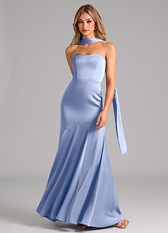Azazie Shiloh Bridesmaid Dresses Ice Mermaid Strapless Stretch Satin Convertible Dress image4