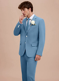 front Ethan Steel Blue Refined Weave Suit Jacket