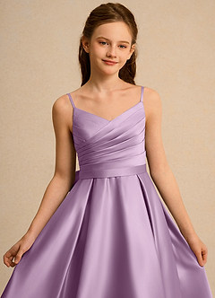 Azazie Sweets Junior Formal Abiti da Ragazza di Fiori Abito A-Line in Raso Opaco Plissettato Glicine image6